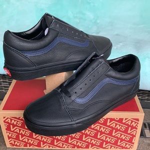 VANS OLD SKOOL LEATHER POP BLACK/DRESS BLUE SNEAKERS